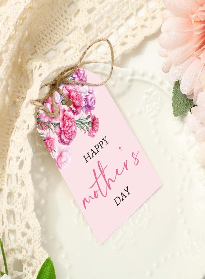 FYSUIMU 100Pcs Mother's Day Gift Tags with 65.6 Ft Rope Pink Purple Floral Hanging Label Tags for Mom's Birthday DIY Craft Party Favor Decor - Image 1